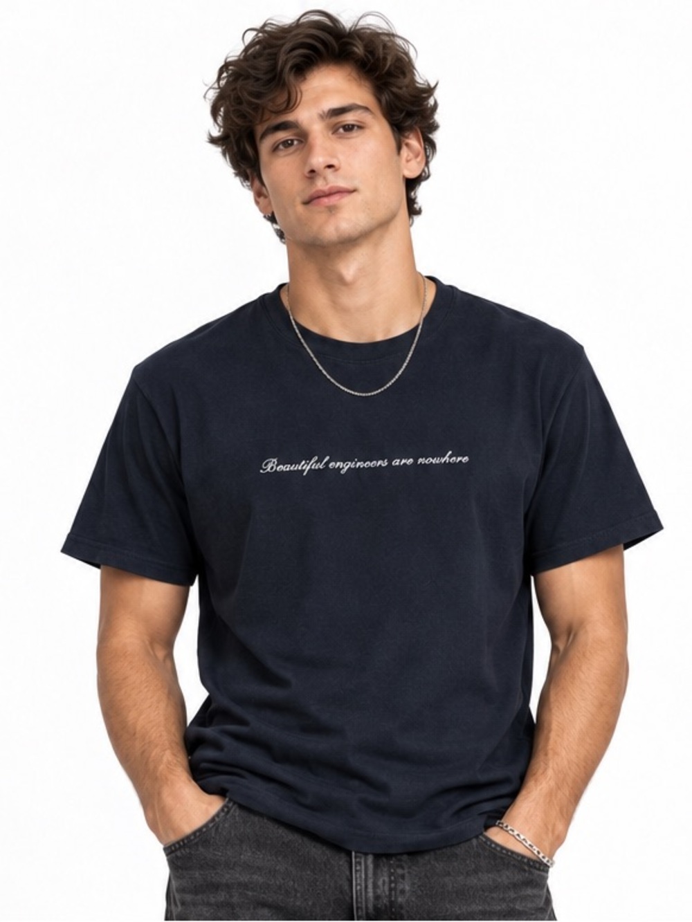 Junwei Lin Designer Black Script
Graphic Tee - Size 4 (L) - 100%
Cotton"